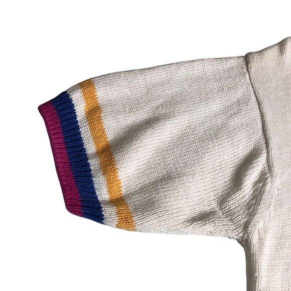 Vintage Levis Sweater Womens Small Floral Oversized Knit Short Sleeve 80s 90s - Picture 6 of 13